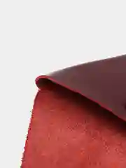 Бордовый монетница из натуральной кожи / Футляр для наушников на кнопке