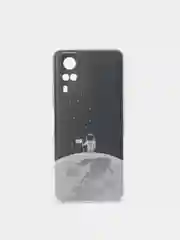 Серебряный силиконовый чехол на Vivo Y31/Y53s 4G / Виво Y31 прозрачный, с рисунком, защита камеры
