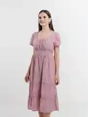 Розовый платье женское летнее, в мелкий цветочек