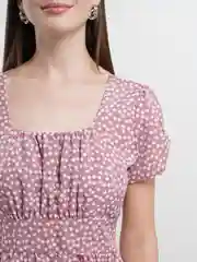 Розовый платье женское летнее, в мелкий цветочек