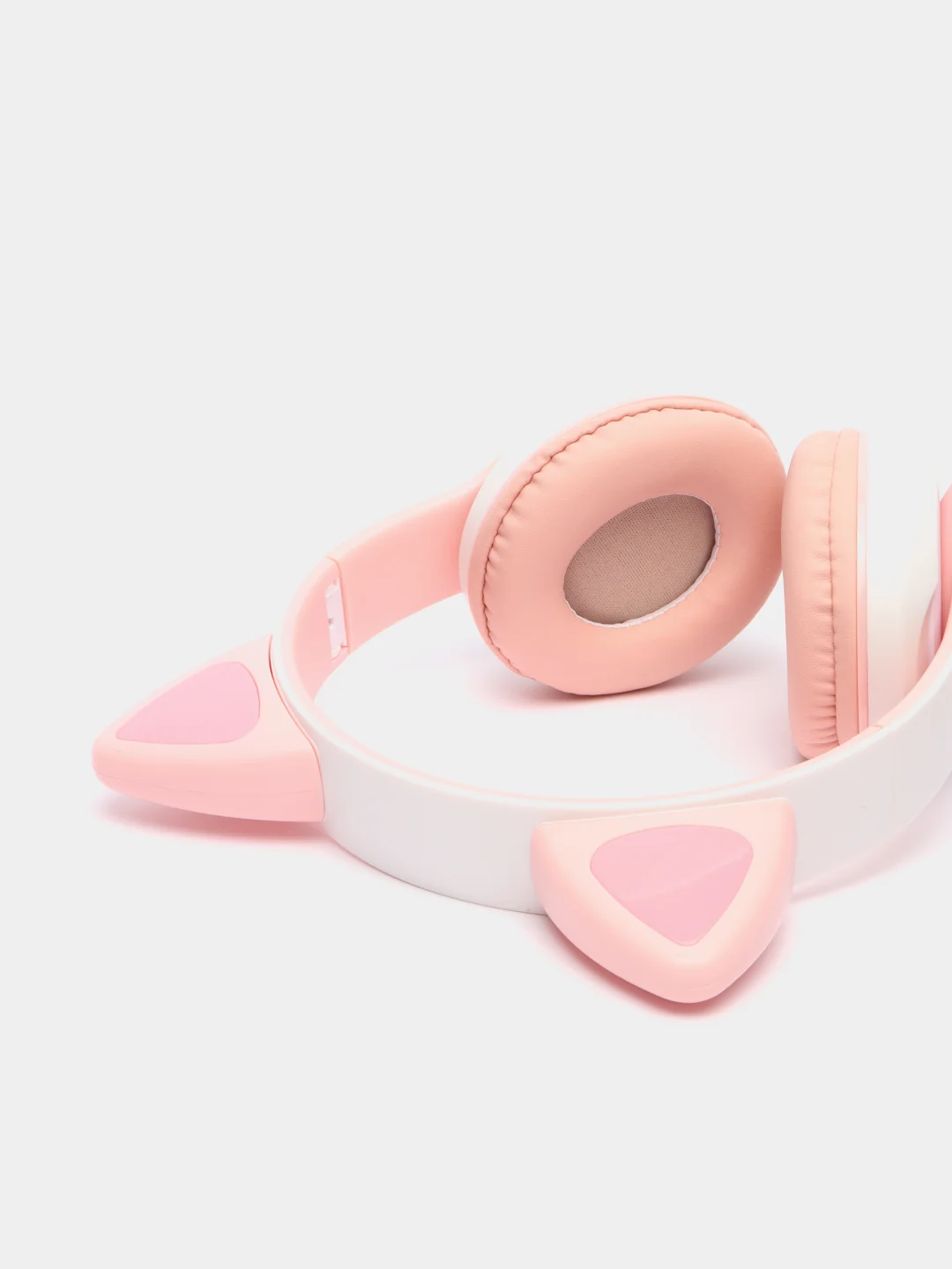 Розовый наушники беспроводные Bluetooth с кошачьими светящимися ушками "Cat Ear"