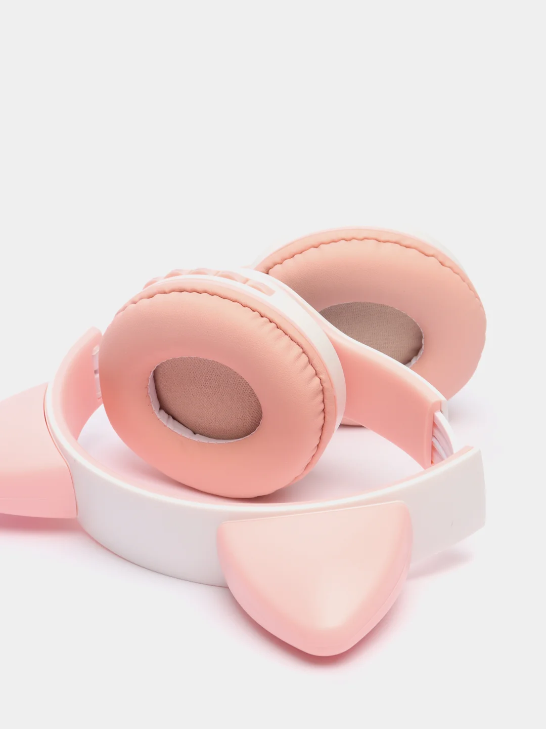 Розовый наушники беспроводные Bluetooth с кошачьими светящимися ушками "Cat Ear"