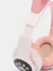 Розовый наушники беспроводные Bluetooth с кошачьими светящимися ушками "Cat Ear"