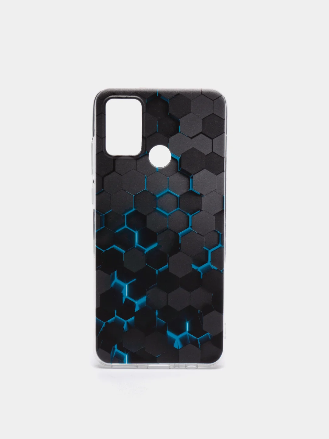 Бирюзовый силиконовый чехол на Honor 9A / Хонор 9А прозрачный, с рисунком, защита камеры