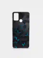 Бирюзовый силиконовый чехол на Honor 9A / Хонор 9А прозрачный, с рисунком, защита камеры