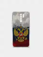 Синий силиконовый чехол на Xiaomi Redmi 9 / Сяоми Редми 9 прозрачный, с рисунком, защита камеры