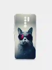 Синий меланж силиконовый чехол на Xiaomi Redmi 9 / Сяоми Редми 9 прозрачный, с рисунком, защита камеры