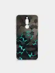 Бирюзовый силиконовый чехол на Xiaomi Redmi 8 / Сяоми Редми 8 прозрачный, с рисунком, защита камеры