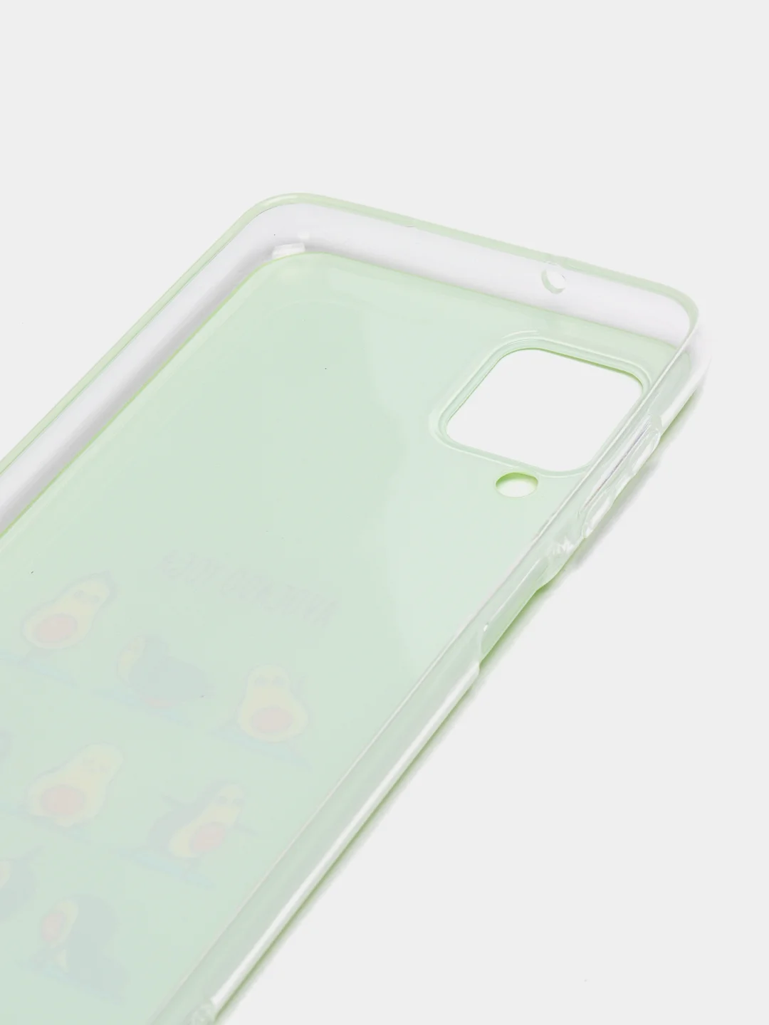 Салатовый чехол на Samsung Galaxy A12/M12 / Самсунг А12/М12 прозрачный, с рисунком, защита камеры