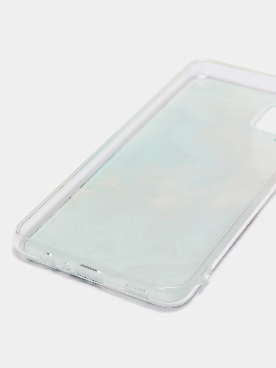 Голубой чехол на Samsung Galaxy A12/M12 / Самсунг А12/М12 прозрачный, с рисунком, защита камеры