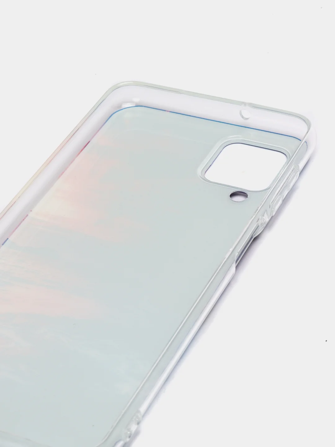 Фиолетовый чехол на Samsung Galaxy A12/M12 / Самсунг А12/М12 прозрачный, с рисунком, защита камеры