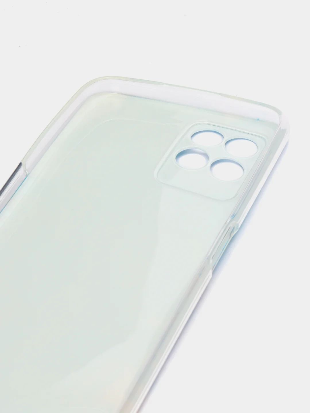 Светло-синий силиконовый чехол на Realme 8i / Реалми 8i прозрачный, с рисунком, защита камеры
