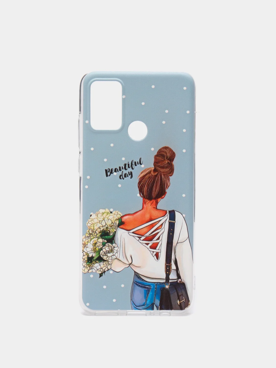 Тёмно-серый силиконовый чехол на Honor 9A / Хонор 9А прозрачный, с рисунком, защита камеры