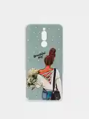 Тёмно-серый силиконовый чехол на Xiaomi Redmi 8 / Сяоми Редми 8 прозрачный, с рисунком, защита камеры