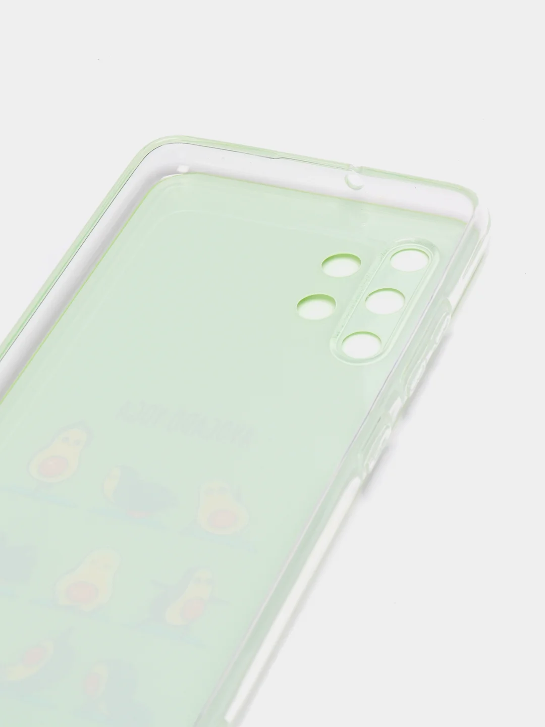 Салатовый силиконовый чехол на Samsung Galaxy A32 / Самсунг А32 прозрачный с рисунком, защита камеры