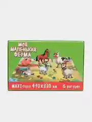 Игровой набор детский развивающий Zoo книга+пазл+фигурки "Моя маленькая ферма". Проф-Пресс