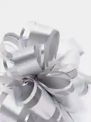 Серебряный бант "Ажурный Арт" с органзой для упаковки новогодних подарков, разные цвета и размеры