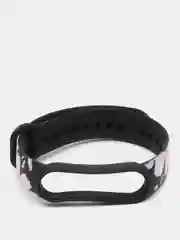 Черный силиконовый ремешок для Xiaomi mi band 3 / 4 / 5 / 6 / 7 принты с цветами