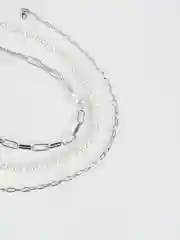 Серебряный комплект цепочек на шею с жемчугом