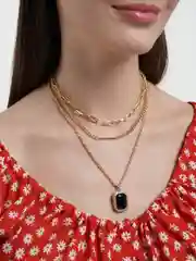 Золотой цепь трехслойная, с кулоном