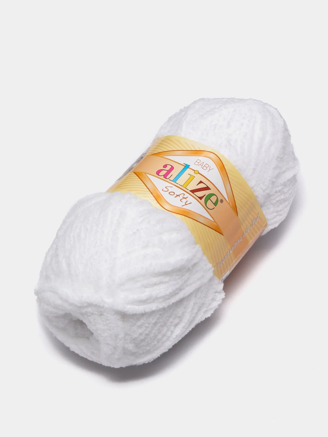 Белый пряжа плюшевая Софти Ализе Alize Softy 100% микрополиэстер  50 г  115 м