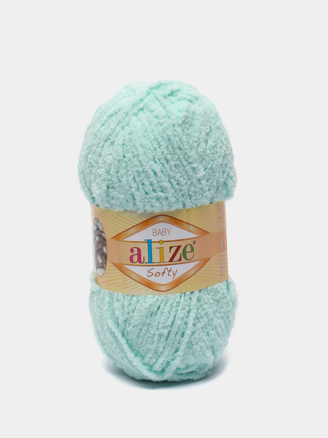 Мятный пряжа плюшевая Софти Ализе Alize Softy 100% микрополиэстер  50 г  115 м