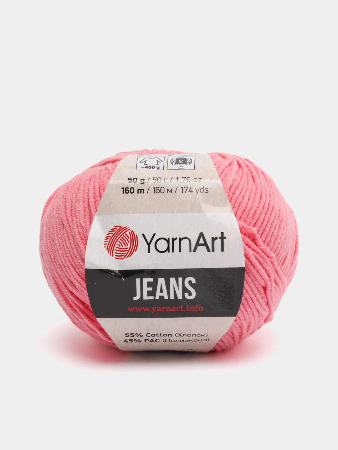 Коралловый пряжа YarnART Jeans, 50 г-160 м, 55% хлопок-45% акрил
