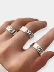 Серый меланж кольцо объемное "Корона", "Сердце", "Бабочка"