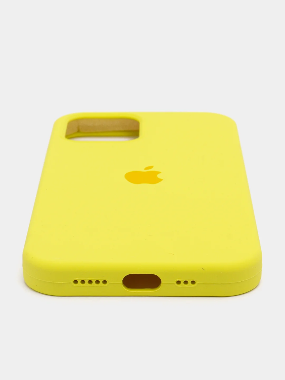 Лимонный чехол Silicone Case для iPhone 12/12Pro, силиконовый, с закрытым низом
