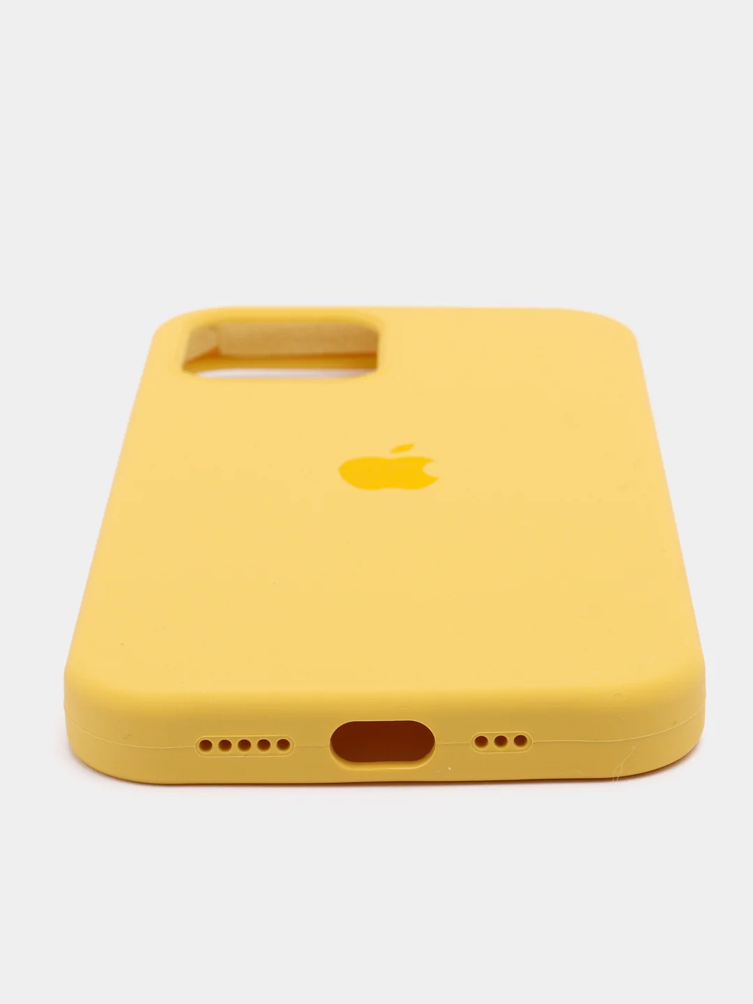 Желтый чехол Silicone Case для iPhone 12/12Pro, силиконовый, с закрытым низом
