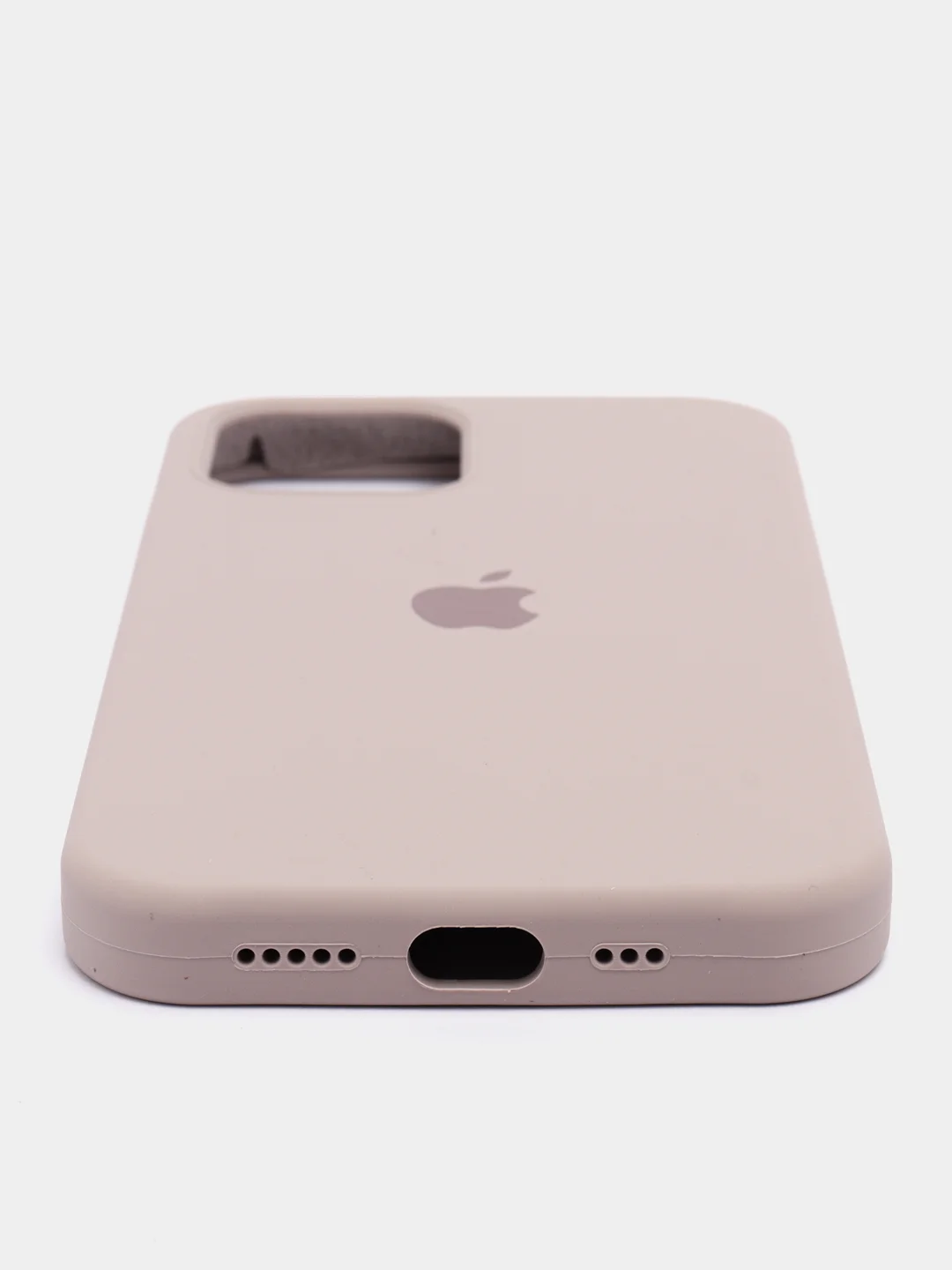Бежевый меланж чехол Silicone Case для iPhone 12/12Pro, силиконовый, с закрытым низом