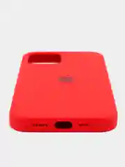 Красный чехол Silicone Case для iPhone 12/12Pro, силиконовый, с закрытым низом