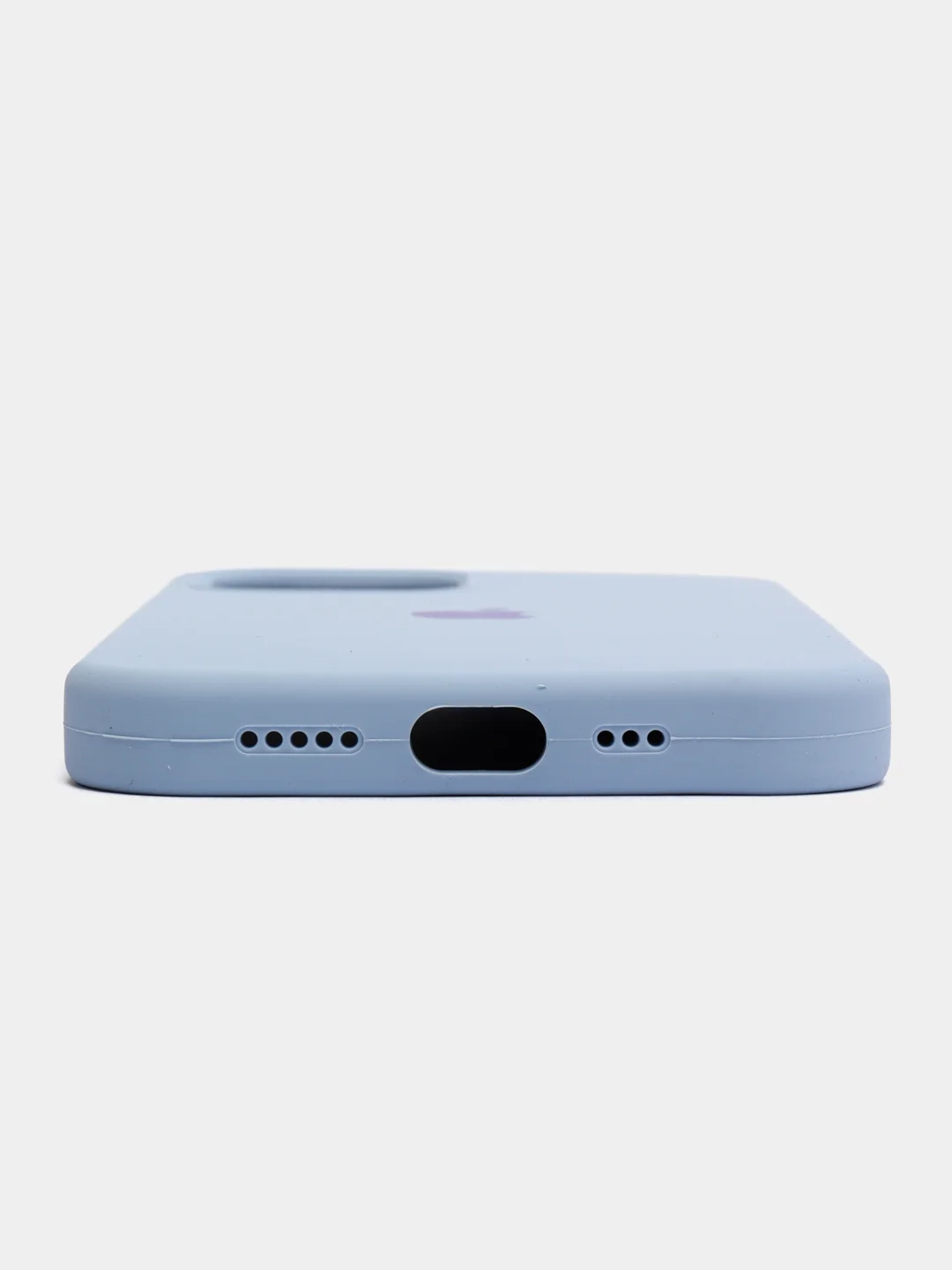 Синий меланж чехол Silicone Case для iPhone 12/12Pro, силиконовый, с закрытым низом