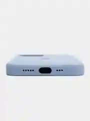 Синий меланж чехол Silicone Case для iPhone 12/12Pro, силиконовый, с закрытым низом