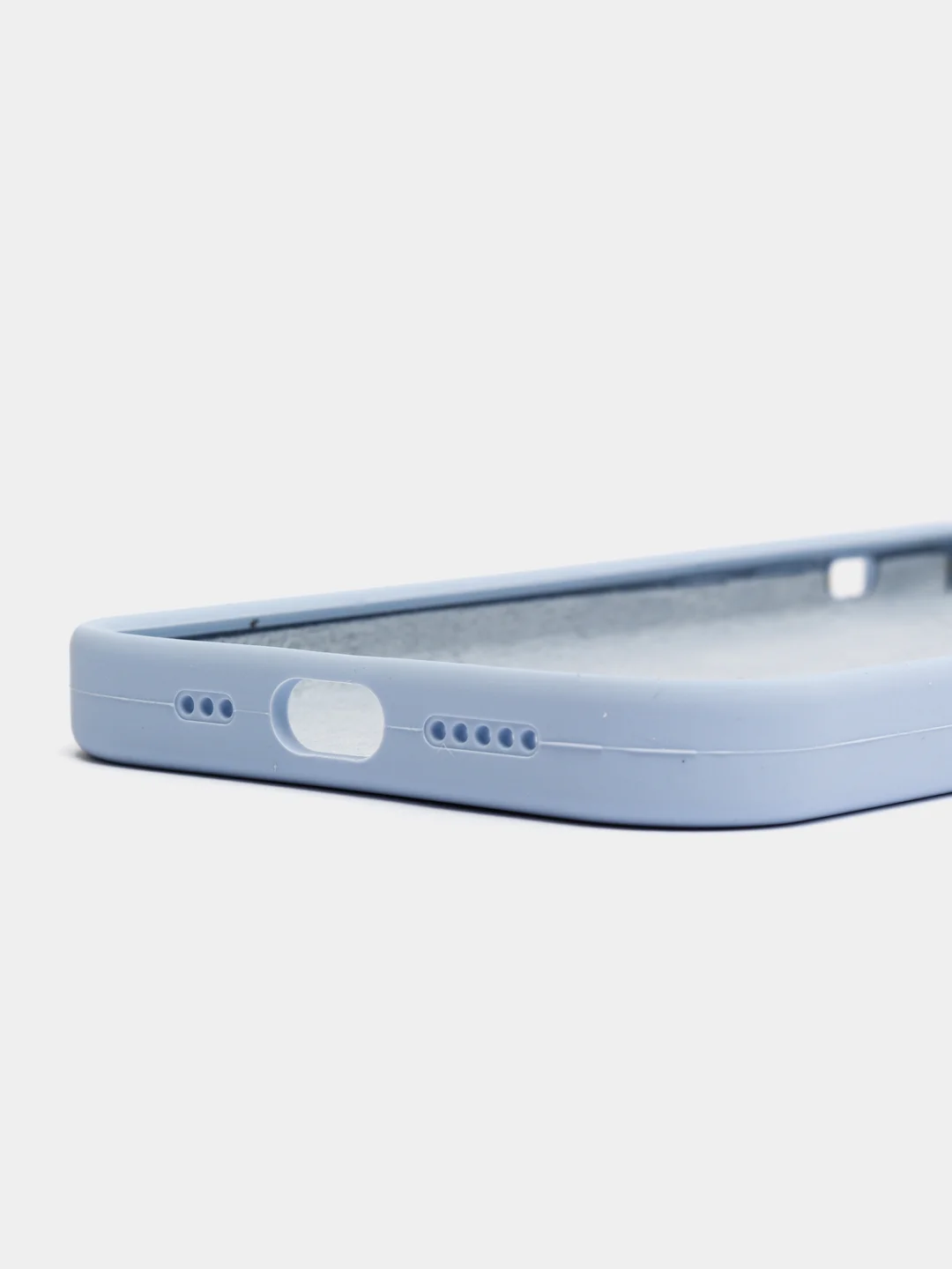 Синий меланж чехол Silicone Case для iPhone 12/12Pro, силиконовый, с закрытым низом