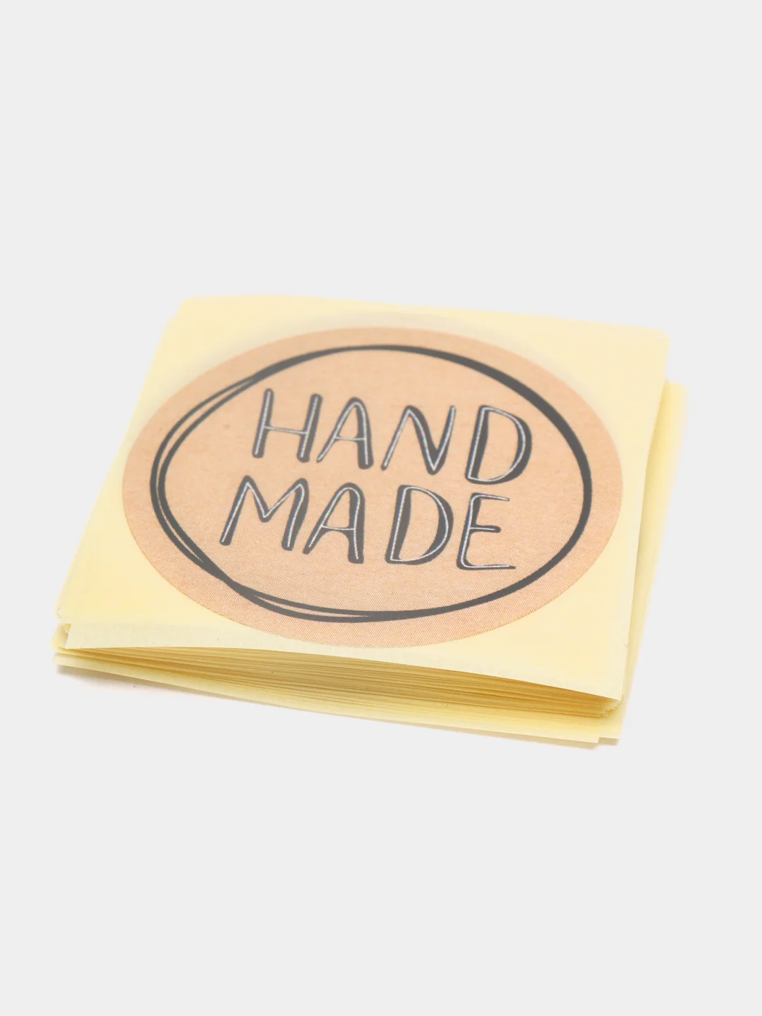 Бронзовый наклейки для бизнеса, цветов и подарков "Handmade"4 х 4 см, набор 50 шт