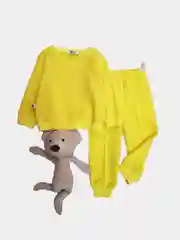 Желтый комплект спортивный, брючный, детский, без начеса