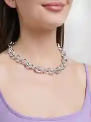 Серебряный крупная цепь на шею женская