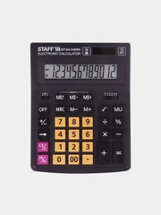 Калькулятор настольный Staff Plus Stf-333-bkrg, 200 x 154 мм, 12 разрядов, черно-оранжевый