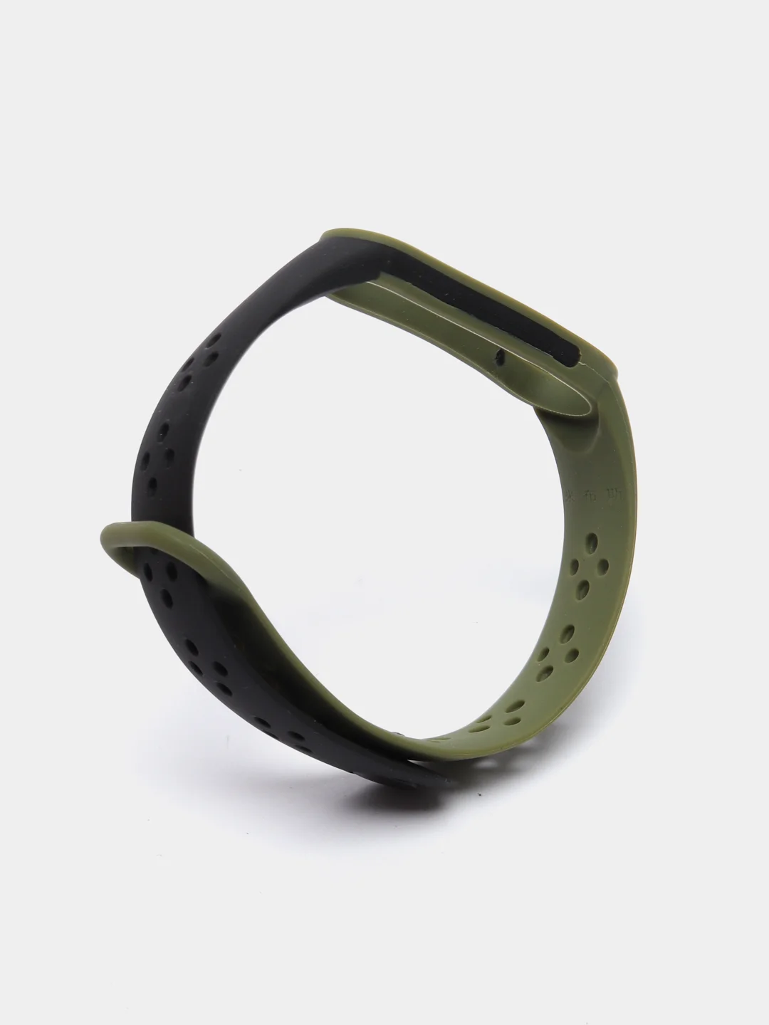 Зелёный хаки ремешок силиконовый для Xiaomi Mi Band 5/ Mi Band 6 двухцветный перфорированный