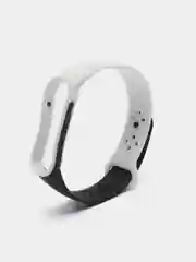 Белый ремешок силиконовый для Xiaomi Mi Band 5/ Mi Band 6 двухцветный перфорированный