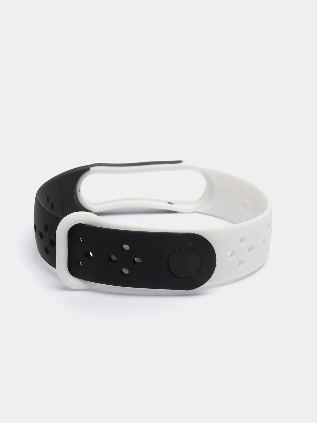 Белый ремешок силиконовый для Xiaomi Mi Band 5/ Mi Band 6 двухцветный перфорированный
