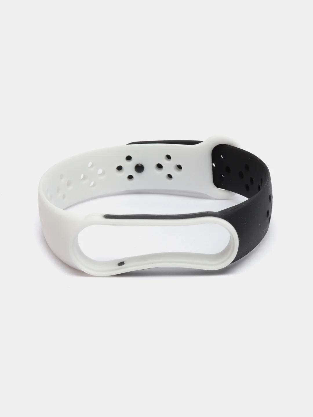 Белый ремешок силиконовый для Xiaomi Mi Band 5/ Mi Band 6 двухцветный перфорированный