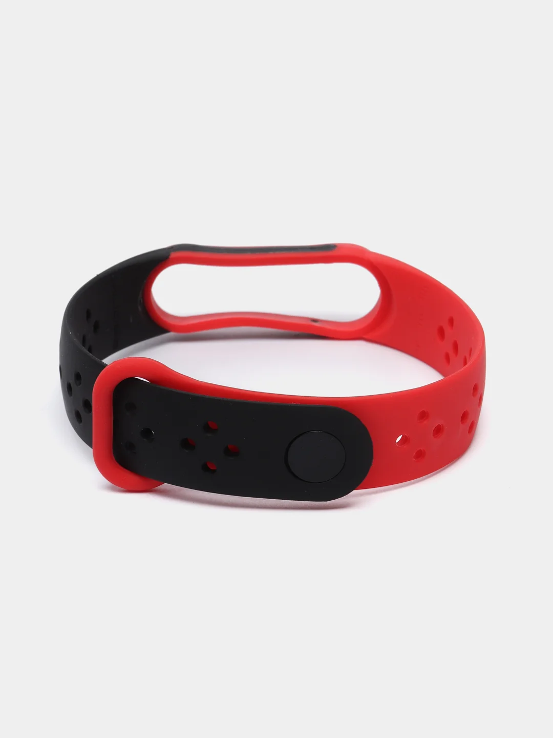 Алый ремешок силиконовый для Xiaomi Mi Band 5/ Mi Band 6 двухцветный перфорированный