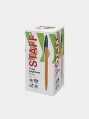 Ручка шариковая STAFF Basic Orange BP-01, синяя, 50 штук, 0,5 мм, 880408