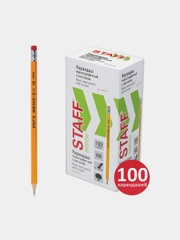 Карандаш чернографитный HB с ластиком STAFF Everyday BLP-724, 100 штук, 880432