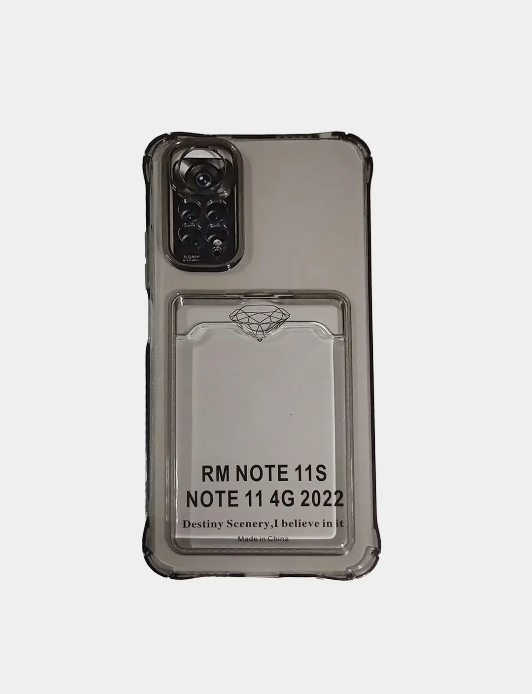Черный чехол с защитой камеры и с отделением для карточки Redmi Note 11 2022  6.43, Note 11S 2022
