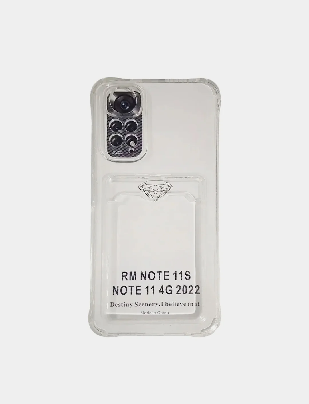 Белый чехол с защитой камеры и с отделением для карточки Redmi Note 11 2022  6.43, Note 11S 2022
