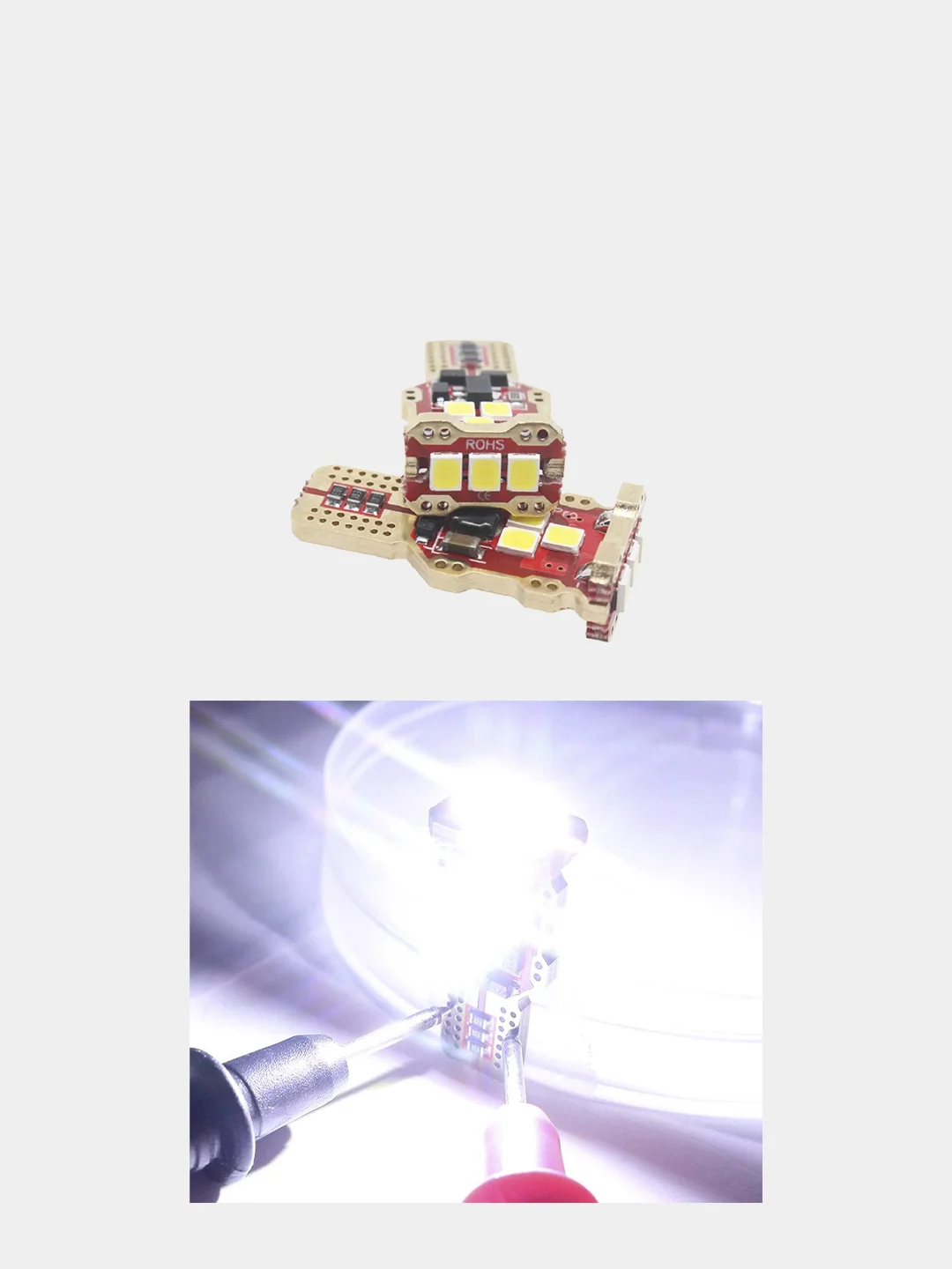 Белый габаритная светодиодная LED лампа для автомобиля W5W, W16W, T15, диоды на задний ход