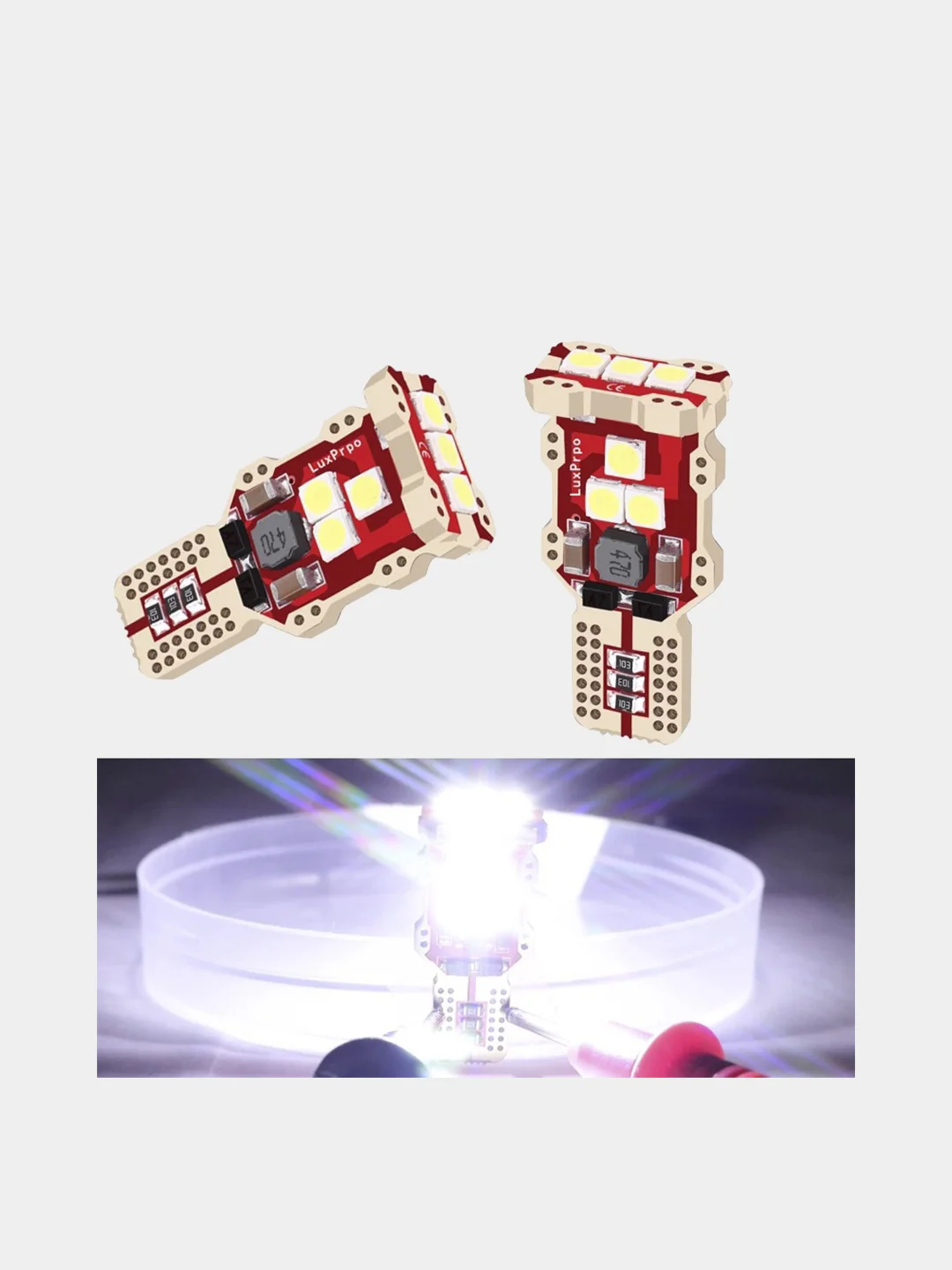 Белый габаритная светодиодная LED лампа для автомобиля W5W, W16W, T15, диоды на задний ход
